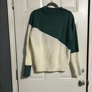 Colorblock Green and Cream Sweater